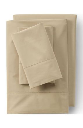 Lands End 300 Thread Count Cotton Percale Bed Sheet Set in Pale Flax at Nordstrom, Size Full