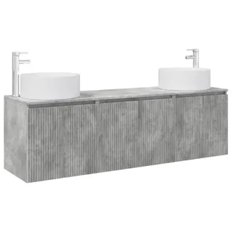 vidaXL Set Di Armadi Da Bagno 3 Pz Grigio Cemento Vidaxl
