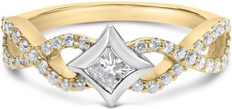 House of Brilliance 10K Two Tone Color 5/8 Cttw Diamond Kite and Twist Shank Ring (H-I Color,SI2-I1 Clarity)- Size 7