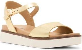Blondo Roswell Water Resistant Platform Sandal in Light Gold Leather at Nordstrom Rack, Size 6.5