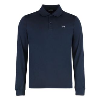 Paul & Shark Long Sleeve Cotton Piqu&eacute; Polo Shirt - male - Paul & Shark - Polo Shirts - Blue - 2XL - Tops
