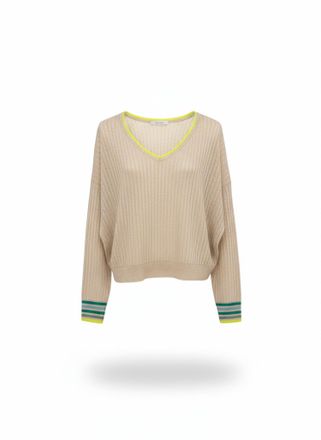 Brodie Womens Striped Cuff Reversible Sweater In Lace