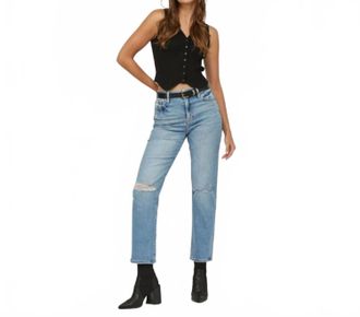 Hidden Jeans Tracey High Rise Straight Leg Jeans In Medium Dark Wash