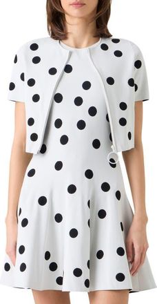 Akris Polka Dot Jacquard Fitted Crop Jacket in Cream-Black at Nordstrom, Size 2