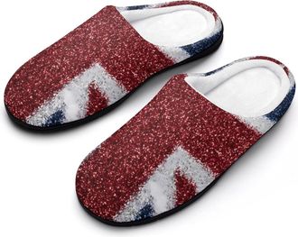 Generic Glitter Union Jack UK Flag Funny Mens Cotton Slippers Shoes Novelty Soft Non-Slip Sole Home Shoe