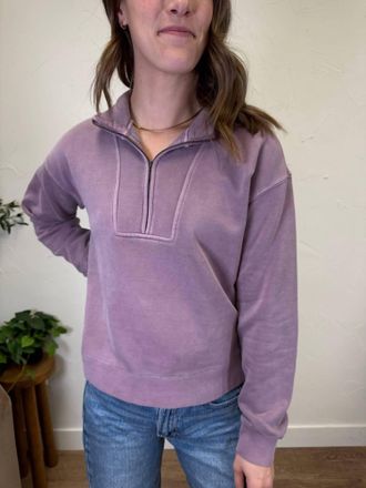 Thread & Supply Serenity Fleece 1/4 Zip Pullover In Dusty Lavender