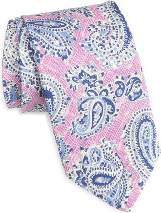 David Donahue Paisley Silk Tie in Pink at Nordstrom