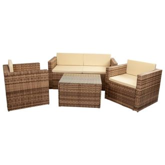 Wanderlust Deco Set Conjunto Mesa, Sof&agrave; Y 2 Sillones Color Marr&oacute;n