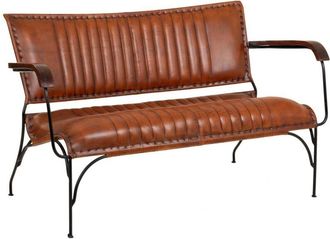 Wanderlust Deco Wanderlust Deco - Banco De Metal Y Piel Marr&oacute;n 127x71x76