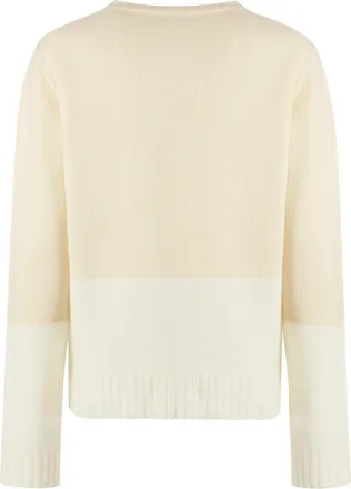 Jil Sander Womens Crew-Neck Wool Sweater Panna