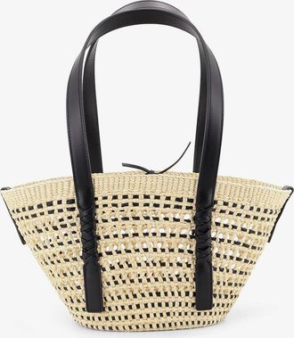 Loewe Womens Shoulder Bag Paulas Ibiza Iraca Palm Leaf Beige Leaf-Leather Leaf/leather