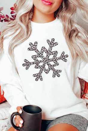 Azura Exchange Leopard Sneeuwvlok Sweatshirt Model Wintermode