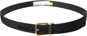 Dolce & Gabbana Black Gros Grain Gold Metal Buckle Belt Men Leather