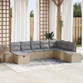 vidaXL Vidaxl - Conjunto De Sof&aacute; De Jard&iacute;n Con Coj&iacute;n 8 Pcs Beige Polirat&aacute;n