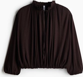 H&M Gerafftes Viskoseshirt - Brown