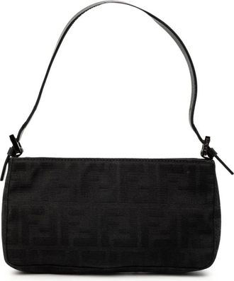 Fendi Pre-owned Shoulder Bags, female, Black, Size: ONE SIZE Pre-owned Vintage Zucca Monogram Shoulder Bag