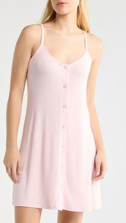 French Connection Rib Button Front Chemise in Icy Pink at Nordstrom, Size X-Large