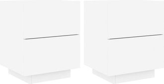 vidaXL Vidaxl - Mesitas de noche con luces led 2 uds madera ingeniería blanca