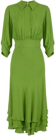 Elisabetta Franchi Kleedjes, Dames, Groen, 2Xl, Jurk van viscose georgette