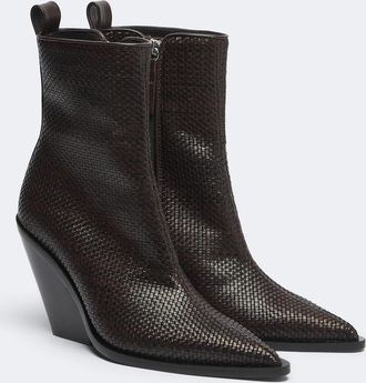 Souliers Martinez Botines Colorado de piel trenzada