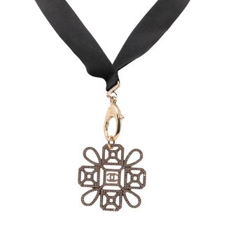 Chanel Embellished Snowflake Gold Plated Pendant Necklace