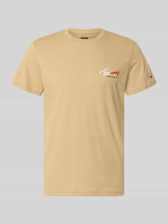 Tommy Jeans Slim Fit T-Shirt aus reiner Baumwolle in Beige, Gr&ouml;&szlig;e XXL