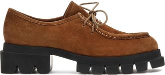 Kazar Lichtbruine schoenen met contrasterende zool - Dames - Veterschoenen - Bruin - 38 EU - Leer - Schoenen