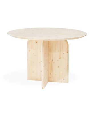 Deco Wood Mesa de comedor redonda de madera maciza en tono natural de 110x75,2cm