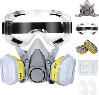 OEM Respirador Qu&iacute;mico 6200 De Media M&aacute;scara, A Prueba De Polvo, M&aacute;scara De Gas Industrial Para Pintura En Aerosol Con Gafas Protectoras Antivaho, Segurid
