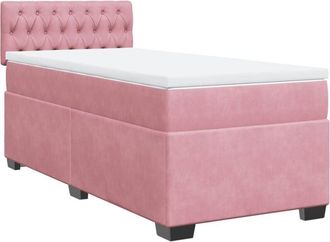 vidaXL Box Spring Bed with Mattress Pink 80x200 cm Velvet Vidaxl