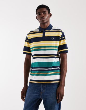 Fred Perry Polo sportiva comoda a righe multicolore con logo