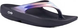 Oofos Womens Oolala Luxe Sandal In Black/ Calypso