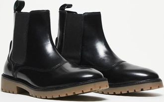 Asos Stivaletti in pelle nera verniciata con suola in gomma-Nero