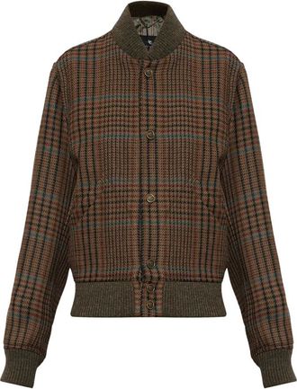 Etro Wol Korte Bomberjack met Ruitmotief - Dames - Bomber jackets - Bruin - XS - Wol - Jassen