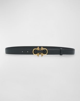 Bottega Veneta Double Buckled Leather & Brass Belt