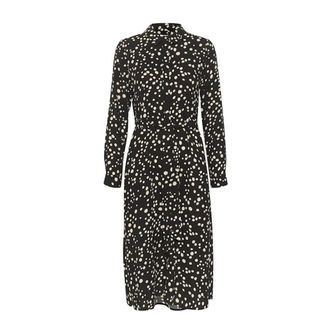 Part Two Black Dot Print Dress with Long Sleeves - female - Part Two - Shirt Dresses - Black - 2XS - Dresses