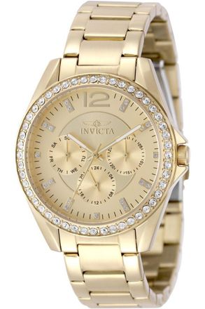 Invicta Angel 50109 Dames Horloge - Quartz Uurwerk - Roestvrij Staal met gouden Wijzerplaat - 38mm