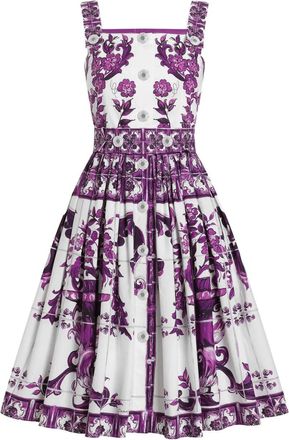 Dolce & Gabbana Abito Midi Con Stampa Maiolica-Donna