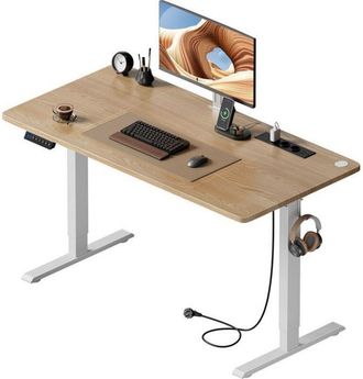 OEM Hlonone Escritorio Elevable El&eacute;ctrico 120 X 60 Cm, Mesa Escritorio Elevable Con Enchufes Y Puertos Usb, Color De La Madera