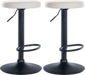 Clp Clp - Set De 2 Taburetes De Bar Ponte En Polipiel Blanco Metal Negro Mate