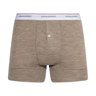 Dsquared2 Ondergoed, Heren, Bruin, S, Wol, Wool Boxers Met Logo