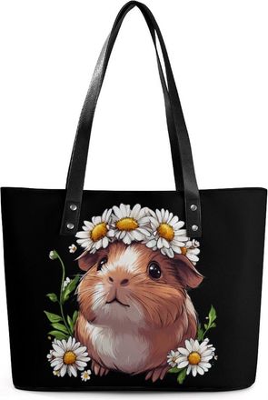 Generic Guinea Pig Daisy Floral Tote Bags for Women Cute Shoulder Purses Handbags