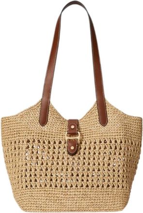 Ralph Lauren Tote Bags, female, Beige, Size: ONE SIZE Woven Straw Large Tasha Tote