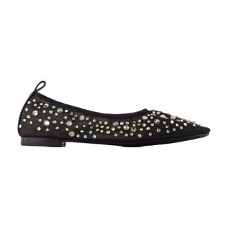 Tory Burch Schoenen, Dames, Zwart, 40 EU, Nylon, Zwarte Nylon Kristal Ballerina Slip-On
