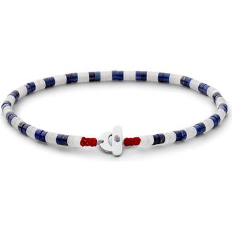 Miansai Mens Kai Lapis & Moonstone Bracelet in Sterling Silver/Blue at Nordstrom, Size Medium