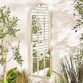 Furniturebox Harris Cream Large Arched Window 120x40cm Garden Mirror | Size: 120x40 cm
