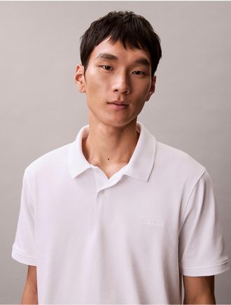 Calvin Klein Mens Liquid Touch Polo Shirt - Open White - 2XL
