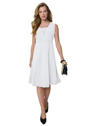 Jessica London Bi-Stretch Fit And Flare Dress in White at Nordstrom, Size 14