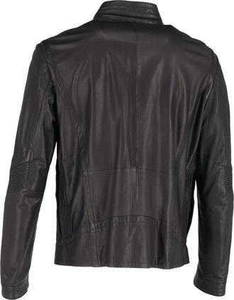 HUGO BOSS Pre-owned Mens Zipped Jacket in Black Leather - One Size