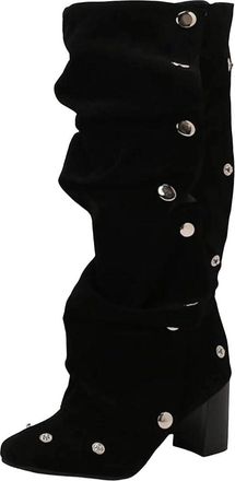 Generic Womens Knee High Boots Pleated Design Long Heel Casual Vintage Style Booties